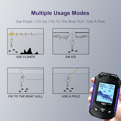 LUCKY Kayak Portable Fish Finder Transducer Handheld LCD Fishing Depth Finders Water Castable Boat Fish Sonar Boat Bank Ice Fishing FF168-T - Image 4