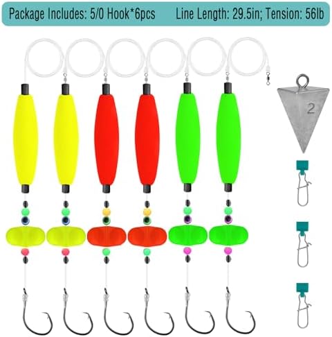 Catfish Rigs Set Pre-Tied Float Rigs – 6 Ready-to-Use Santee Rigs with Sinker Sliders & Pyramid Sinkers, Circle Hooks – Complete Catfish Fishing Tackle Kit for River Lake Bank Fishing - Image 6