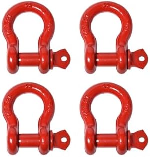 4 Pack Red- Rigging 1/2" Bow Shackles D Ring Rugged 10Ton 22000Lb Breaking Strength WLL 2Ton 4400 lb w 5/8'' Pin Clevis Screw Heavy Duty f Marine Boat Anchor ATV UTV Recovery by Hi-Gear by Hi-Gear