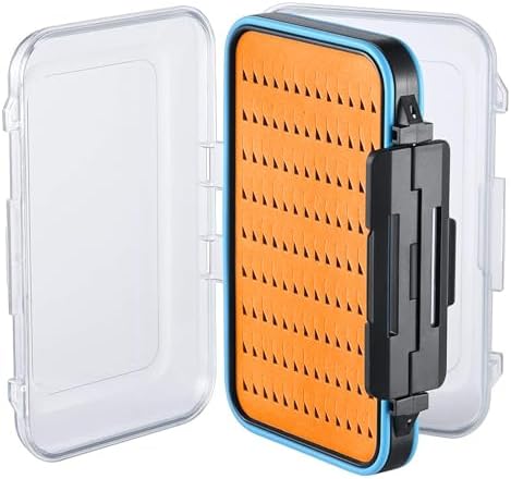 Gonex Fly Boxes for Fly Fishing Jig Boxes Two-Sided Waterproof Lightweight Fly Fishing Box Easy Grip Transparent Lid Fly Fishing Lures Box, 5.9"x 3.8"x 1.77", Orange by Gonex