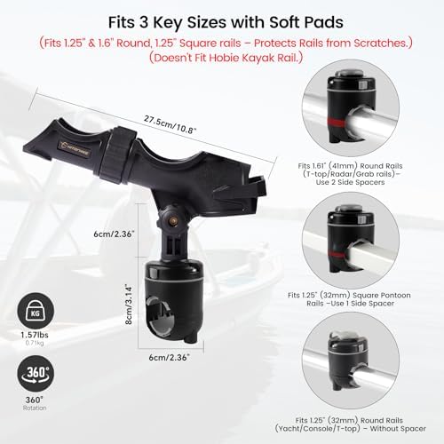 HITORHIKE Fishing Rod Holder Universal Fit Kit Allows for 360-degree Adjustment Kayak Fishing Boat Powerlock Rod Holder - Image 2