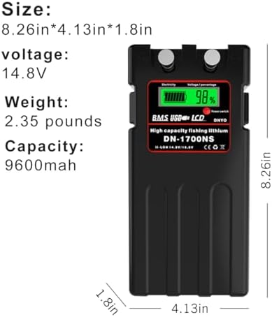 Electric Fishing Reel Battery. 14.8V/14Ah/9600mAh Reel Battery. Built-in Protection chip. Comes with Two USB Ports, Protective case and Shoulder Strap. Compatible with Daiwa & Shimano Electric reels. - Image 5