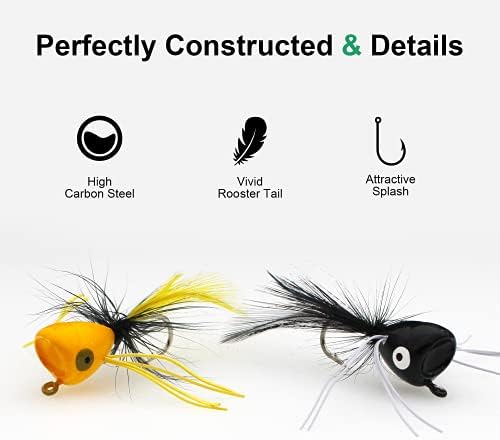 Fly Fishing Poppers, Topwater Fishing Lures Bass Crappie Bluegill Sunfish Panfish Trout Salmon Perch Steelhead Flies for Fly Fishing Bass Panfish Bluegill Trout Salmon - Image 5