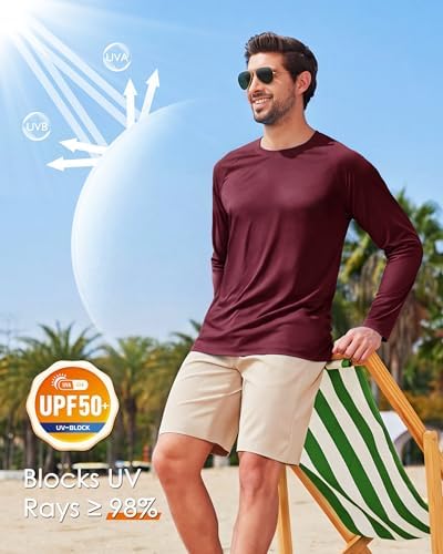 Boladeci Men's UPF 50+ Sun Protection UV SPF Shirts Long Sleeve Lightweight Quick Dry Swim T-Shirts Rash Guard - Image 3