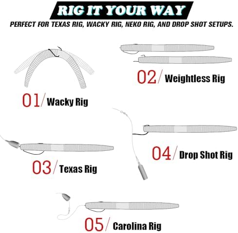 Wacky Worms Soft Plastic for Bass Fishing Lures–100 Pack 4" & 5" Stick Baits Wacky, Texas, Neko & Drop Shot Rigs–Bulk Soft Lure - Image 4