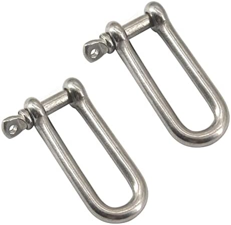 M10 Long D Ring Shackle 304 Stainless Steel Anchor Shackle with Screw Pin for Material Handling,Rigging Accessories,Connecting Chains and Ropes (Pack of 2) by Zerniple