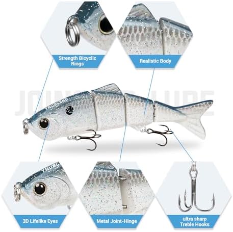 TRUSCEND Swimmax Easy Catch Fishing Lures with BKK Hooks, Wiggling, Vibrating, Rattling and Gurgling for More Bites, Heavy-Duty Dyneema Fiber Jointed Swimbaits for Bass, Trout, Crappie, Walleye, Pike - Image 2