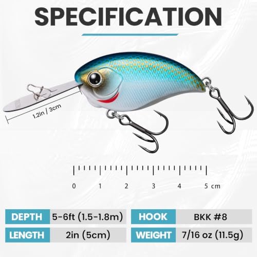 TRUSCEND Easy Catch Crankbait with BKK Hooks, Shallow or Deep Diving Crank Bait Fishing Lures for Bass Pike Walleye, Unipue Wobble Design for More Bites, Vibe Lipless Crankbaits Freshwater Saltwater - Image 6
