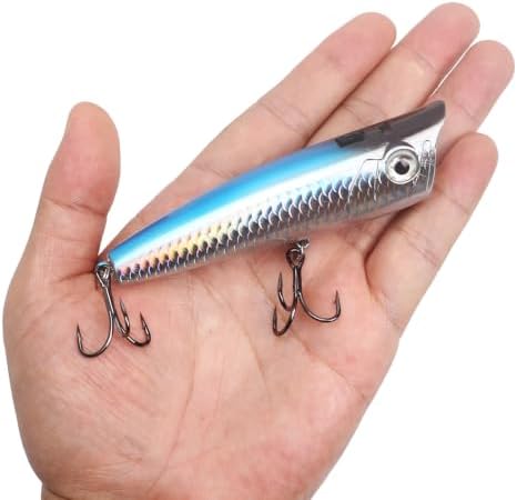 Large Top Water Popper Lure: 2pcs 3D Eyes Tuna Popper Saltwater Fishing Lures for Surf Fishing Gt Tuna Kingfish Large Predator Fish - Image 5