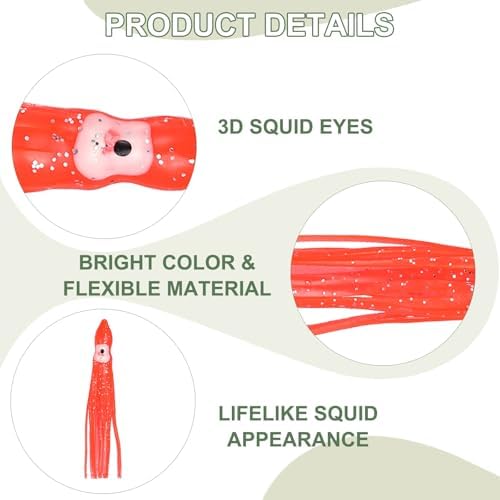 Fishing Squid Skirts, Glow Soft Plastic Trolling Lures Luminous -Fitting for (Bass/Trout/Salmon/Saltwater/Fishing Bait) - Image 3