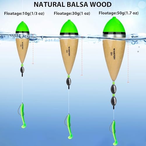 THKFISH Fishing Bobbers Slip Bobbers for Fishing Floats Bobbers for Fishing Balsa Bobbers for Steelhead Fish Float Rigs Freshwater Saltwater Floatage - Image 3