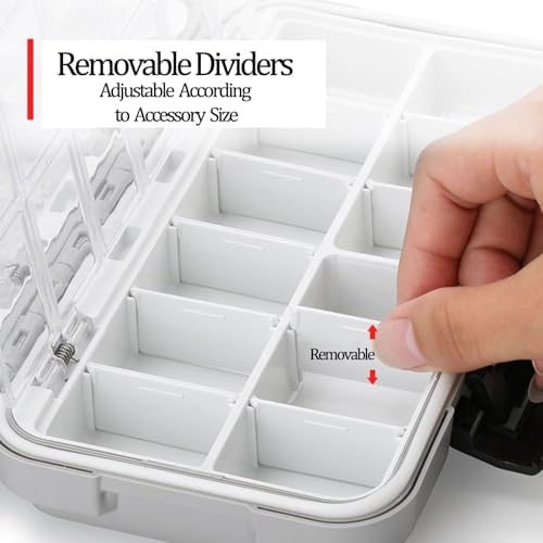 Waterproof Fishing Tackle Box, Floating Storage, Double-Sided Lure Box with Adjustable Dividers, Jewelry Organizer Making Kit Container for Earring Tool, Hook Beads Storage. - Image 4
