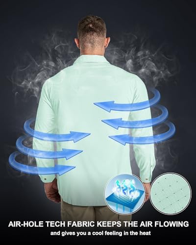 33,000ft Men's Long Sleeve Sun Protection Shirt UPF 50+ UV Quick Dry Cooling Fishing Shirts for Travel Safari Camping Hiking - Image 2