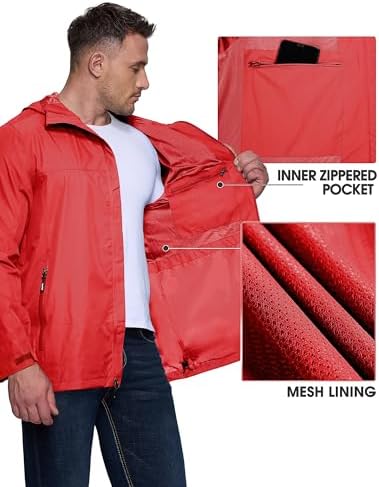 Outdoor Ventures Men's Packable Rain Jacket Waterproof Lightweight Raincoat - Image 5