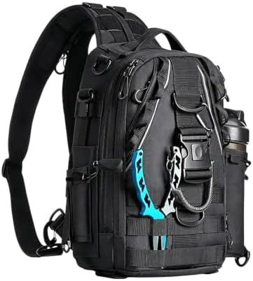 Fishing Hiking Rucksack with Rod & Gear Holder—Compact Tackle Bag, Black by Unknown