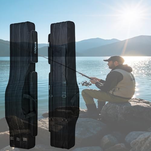 Fishing Bag 3 Layers Fishing Pole Bag,Portable Oxford Folding Rod Carry Case,Fishing Reel Tackle Storage Bag Case - Image 7
