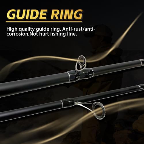 Medium Heavy Spinning Fishing Rod, 7' & 7'6" Carbon Graphite & Fiberglass Composite Rod, EVA Split Grip, Boat Rod for Bass, Trout, Catfish, Walleye, Saltwater & Freshwater Fishing - Image 5