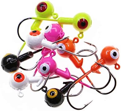 Fishing Lures Jig Heads,Ball Heads 1/32oz-1oz,Sharp Fishing Hooks for Freshwater or Saltwater by Temorah