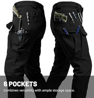 Men's Tactical Pants Stretch Waterproof Fabric Durable Cargo Pants for Hiking Casual Work Multi Pockets (No Belt) - Image 4