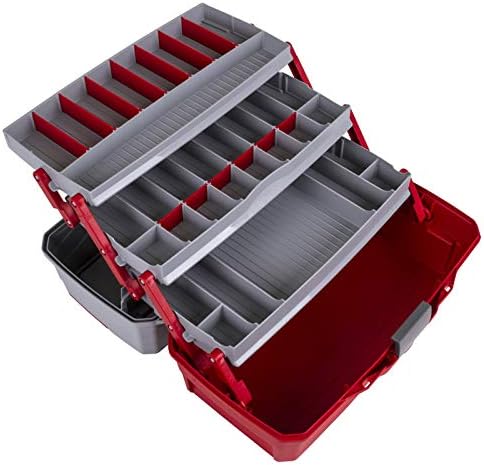 Flambeau Outdoors 6383 3-Tray Tackle Box, 32 Compartments, Red and Gray - Image 3