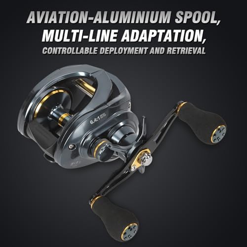 Baitcaster Reels 6.4:1 High-Speed Gear Ratio 33LB Max Drag 8+1 Bearings - Image 5