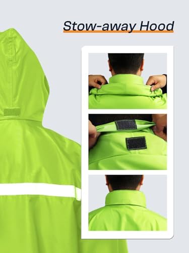 Men's Rain Suit High Visibility Reflective Work Rain Jacket Pants for All Sport Farm Fishing Motorcycle - Image 4