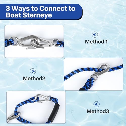 Heavy Duty Boat Tow Harness, Floating Ski Tow Boat Harness with Stainless Steel Hooks, Pulley and Float, Self Centering Tube Rope Tow Harness for Tubing, Water Skiing, Wakeboarding - Image 5