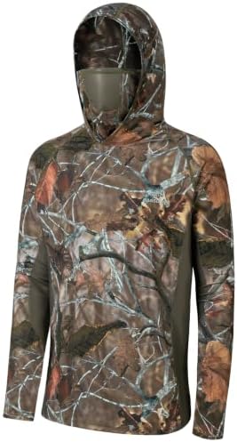 BASSDASH Men's UPF 50+ Camo Long Sleeve Hunting Fishing Hoodie Shirt by Bassdash
