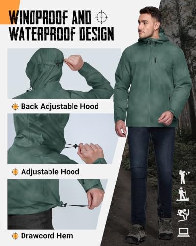 33,000ft Men's Packable Rain Jacket Waterproof Raincoat with Hood - Image 5