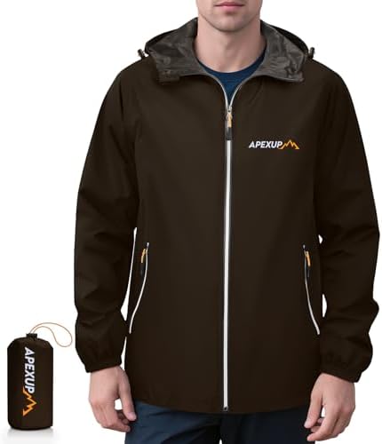 APEXUP Packable Rain Jacket Men Waterproof Lightweight Raincoat with Hood by APEXUP