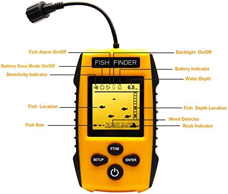Handheld Fish Finder Portable Fishing Kayak Fishfinder Fish Depth Finder Fishing Gear with Sonar Transducer and LCD Display - Image 3