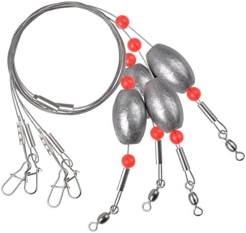 Fishing Carolina Rigs Saltwater Egg Sinker Grouper Rigs, Stainless Steel Wire Leaders, for Catfish Snapper Flounder Sea Bass Surf Fishing Bottom Rig by JSHANMEI