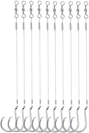 Saltwater Steel Circle Hook Rigs,Octopus Offset Fishing Hooks Leader Wire for Catfish Bass by SEAOWLFISHING