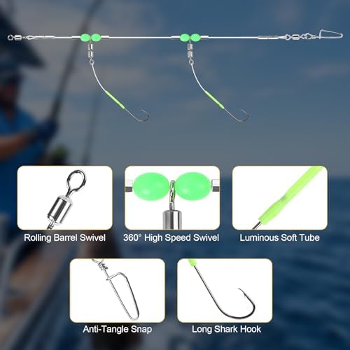 DONQL 5pcs Sea Fishing Rigs, Pre Tie Flapper Rig for Catfish Sole Red - Image 3