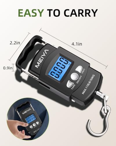 MEIYA Fish Scale for Fishing, Rechargeable/AAA Batteries, 3ft Tape Measure - Image 4