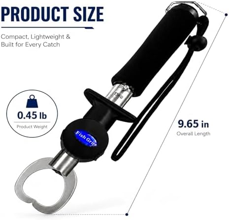 Multifunctional Fishing Scale Fish Lip Gripper with Ruler, 33 lb Portable Fish Grabber Tool with Non-Slip Handle and Wrist Strap for Freshwater Saltwater Fishing - Image 3