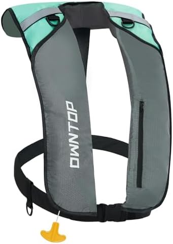 Owntop Manual Inflatable Swim Jacket, D-Ring Attachment, Storage Pocket with Zipper, 24g CO2 Cylinder Included, Low Profile for Kayak, Fishing, Paddle Sports by Owntop