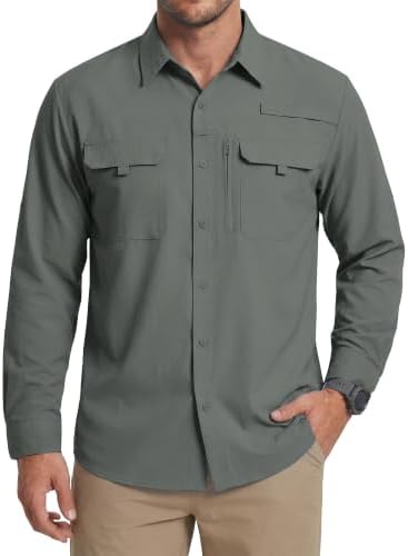 WULFUL Men's Sun Protection Fishing Shirts UPF 50+ Lightweight Quick Dry Cooling Long Sleeve Shirts for Work Hiking Safari by WULFUL