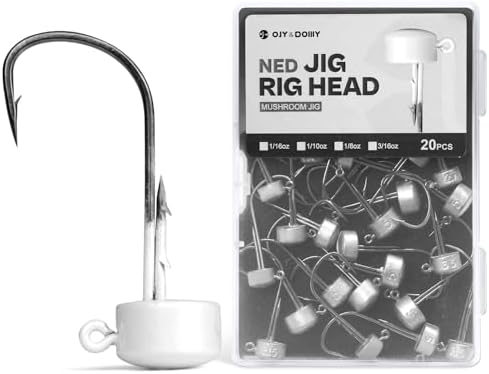 Ned Rig Jig Heads, 20/40 Pack Finesse Mushroom Jig Hooks for Bass Fishing by OJYDOIIIY