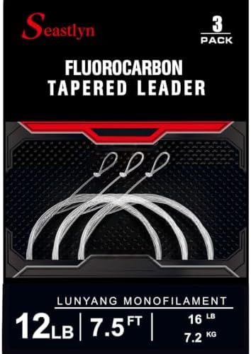3-Pack Fluorocarbon Tapered Leader – 7.5-12FT, 0X-7X, 8-26LB by Unknown