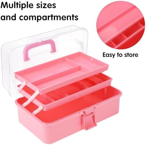Hair Accessories Box,3-Layer Craft Tackle Art Tool Organizer Pink - Image 4