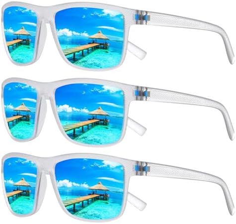 Square Polarized Sunglasses for Men and Women Lightweight Frame Sun Glasses with UV Protection by TURBOPEP
