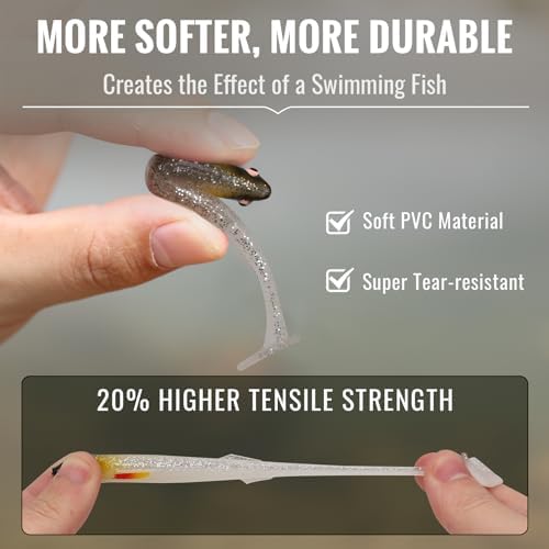 TRUSCEND Shadtale Easy Catch Soft Fishing Lures, Unique Vibration and Action for Various Rigs, Paddle Tail Swimbaits Trailer for Bass, Trout, Crappie, Walleye, Redfish, Saltwater & Freshwater Fishing - Image 3