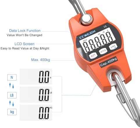 Hanging Scale Handheld 880lb/400kg Crane Scale Luggage Scale,with ABS Plastic case & Big LCD Display, Portable Digital Mini Crane Scale Fishing Scale,for Gym,Hunting,Travelling - Image 2