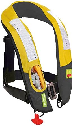 Top Safety Adult Life Jacket with Whistle - Manual Version Inflatable Lifejacket Life Vest Preserver PFD for Boating Fishing Sailing Kayaking Surfing Paddling Swimming - Adjustable Life Saving Vest by SafeMax