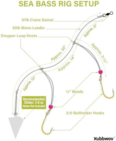Sea Bass Rig, 6-Pack Hi-Lo Rigs for Porgy, Hooks Size 2/0, 3/0 - Image 2