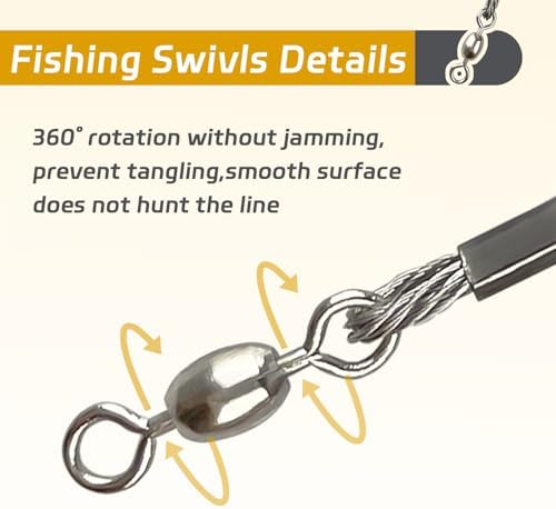 Fishing Hook Rigs 25/50 Pack - Circle Hook 1/0-10/0 with Stainless Steel Leader, Crane Swivel - Heavy Duty Saltwater Rigs for Catfish, Shark, Surf & Bottom Fishing - Image 4