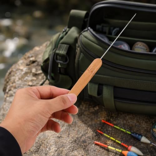 Toyvian Stainless Steel Baiting Needle: Worm Threader with Wooden Handle, Portable Carp Bait Needle Rigging for Freshwater & Saltwater Fishing - Easy Use for Beginners - Image 7