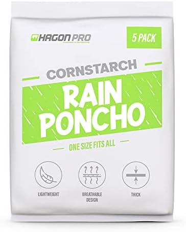 Hagon PRO Disposable Rain Ponchos for Adults, Hooded Poncho, Family 5 Pack - Image 3