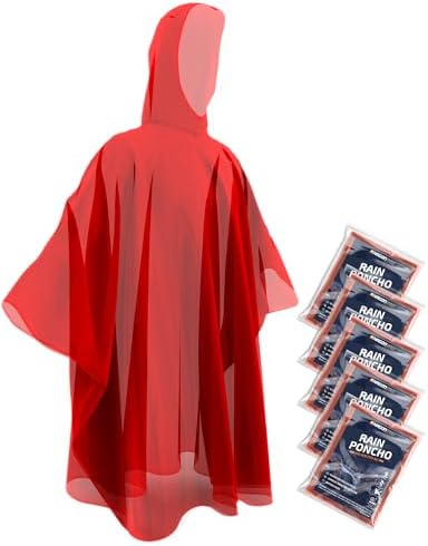 Hagon PRO Disposable Rain Ponchos for Adults, Hooded Poncho, Family 5 Pack by HagonPRO